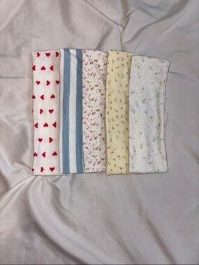 Amazon Girls Pack of Patterned Cotton Headbands - Red, Blue, Pink, Yellow, Green